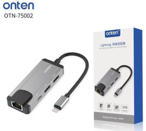 OTN 75002/ ONTEN LIGHTNING ADAPTADOR DE RED CON USB Y CARGADOR
