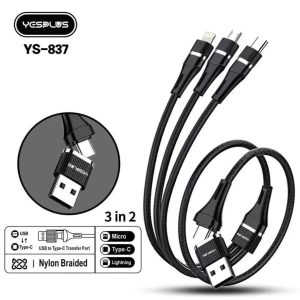 CAB 3EN1 YS 837/CABLE YESPLUS 3EN 1 USB Y TIPO C 66W 1.2MTS