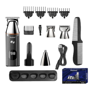 MAQUINA KM5857/ MAQUINA KEMEI 5 EN 1 CUATRO GUIAS DE CORTE PEINETA CORTE PELOS NARIZ CORTE BARBA CORTE PIEL