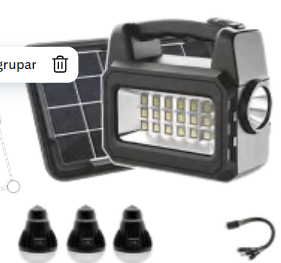 BAT SOLAR KIT GD201/BATERIA SOLAR Y LINTERNA CON BOMBILLOS