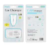 CAR IVON CC08 MIC/CARGADOR DE AUTO IVON 3,1A CON CABLE 1 MT