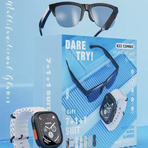 SMART WATCH K22 / COMBO DE SMART WATCH GAFAS Y 7 BANDAS DE COLORES