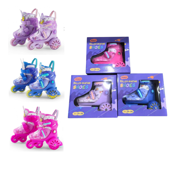 SKATE 717 XS / 717 ?XS27-30) PATINES 4 RUEDAS CON LUZ LED LILA FUCSIA Y AZUL