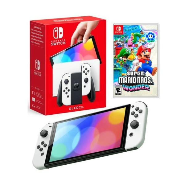 NIN SWITCH OLED B MBW/ NINTENDO SWITCH OLED BLANCO CON JUEGO BUNDLE SM WONDER