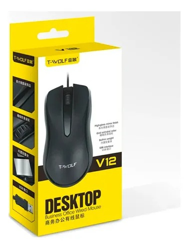 MOUSE V12 / MOUSE ALAMBRICO 1200DPI T WOLF