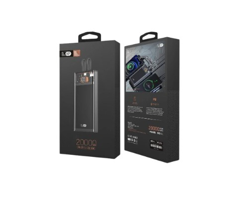 BAT KP 28 / POWER BANK KP 20000mAh PD 22.5W CON CABLES TIPO C Y LIGHTNING