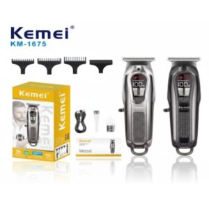 MAQUINA KM1675 / MAQUINA DE CORTE PANTALLA LED INHALAMBRICA CARGA LARGA DURACION COLOR PLATA O NEGRO