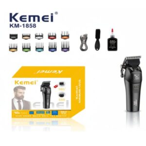 MAQUINA KM1858 / MAQUINA DE CORTE PANTALLA LED INHALAMBRICA CARGA LARGA DURACION INCLUYE GUIAS DE CORTE CEPILLO Y ACEITE