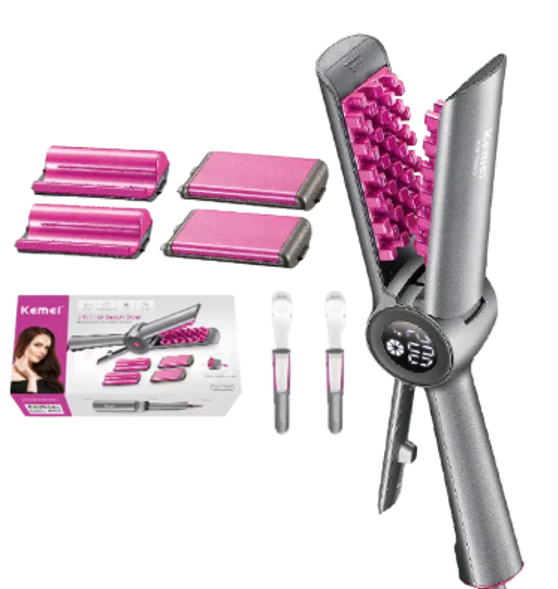 PINZA 3 EN 1 KM2835/ PINZA CERAMICA PARA ONDAS KEMEI RIZADOR ONDAS SIRENA Y PLANCHA TEMPERATURA 200?C