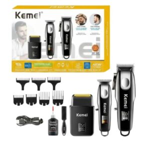 MAQUINA KM8531 / KIT DE MAQUINAS DE CORTE DE CABELLO PROFESIONAL CON CARGA DE LARGA DURACION LIVIANA CARGA USB DIFERENTES GUIAS DE CORTA DISE?OS ESCLUSIVOS