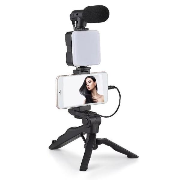 SELFIE PK 771 / KIT DE SELFIE Y VIDEO PLOKAMA CON MICROFONO LUZ LED POCKED