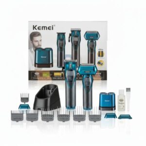 MAQUINA KM8559 / COMBO MAQUINAS POR CUATRO PZ CORTE PATILLERA SHAVER ACCESORIOS Y BATERIA RECARGABLE PANTALLA LED