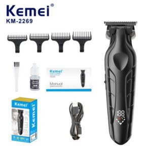 MAQUINA KM2269 / MAQUINA DE CORTE DE CABELLO PROFESIONAL CON CARGA DE LARGA DURACION LIVIANA CARGA USB DIFERENTES GUIAS DE CORTE