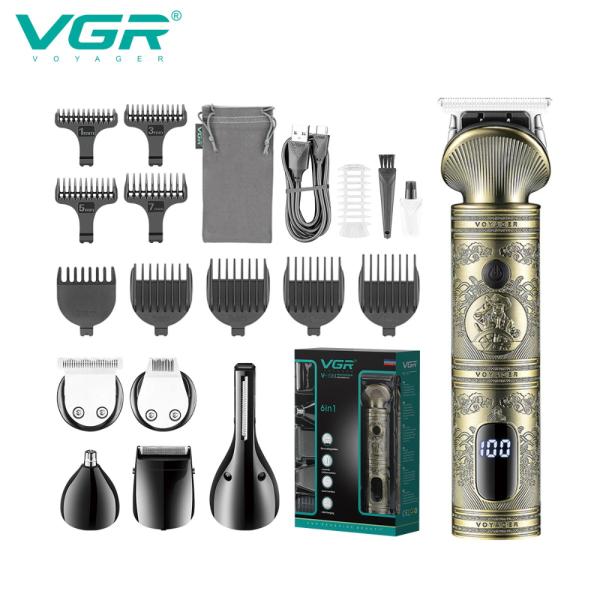 VGR V106 / MAQUINA 6 EN 1 CABEZAS INTERCAMBIABLES CARGA TIPO C PANTALLA LED ACCESORIOS COMPLETOS
