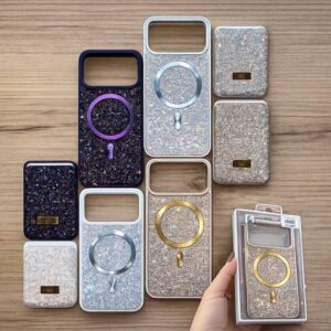 IPH 15 PRO MAX / ESTUCHE SWAROVSKI MAGSAFE Y TARJETERO