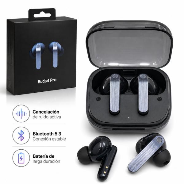 AUD BUDS 4 PRO / AUDIFONOS BUDS 4 PRO CANCELACION ACTIVA DE RUIDO ADAPTATIVA