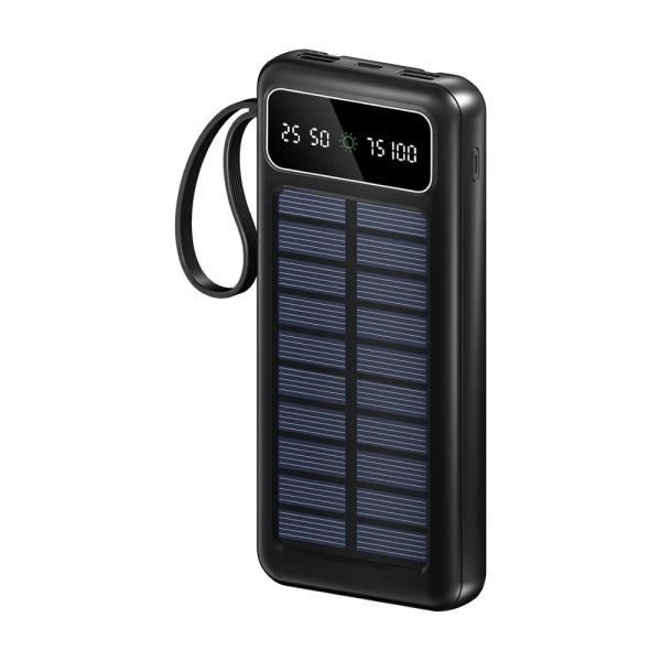 BAT S 01 / POWER BANK 20.000 mAh SOLAR 2.4A CON 3 TIPOCS DE CABLE