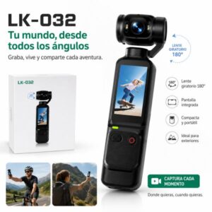 CAM LK 032 / CAMARA DE ACCION PORTATIL LK 032 TIPO OSMO POCKET / LENTE GIRATORIO 180 /4K HD / VISION NOCTURNA / MICROFONO