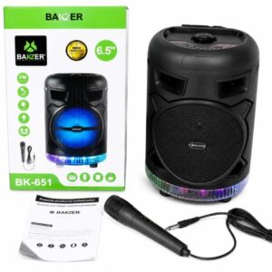 BOC BK 651 / BOCINA BAKZER 651 6.5 CON LUZ LED MICROFONO RADIO UDB BATERIA RECARGABLE DC 5V